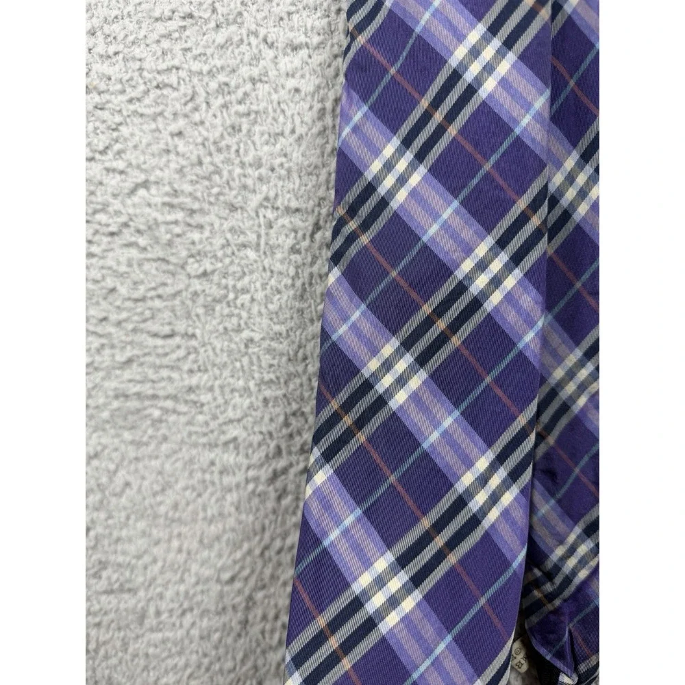 Burberry 100% Silk Black Purple Nova Check Black Neck Tie Plaid
